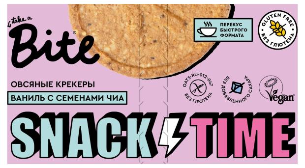 Крекеры овсяные Take a Bite сладкие со вкусом ванили и семенами чиа, 125 г