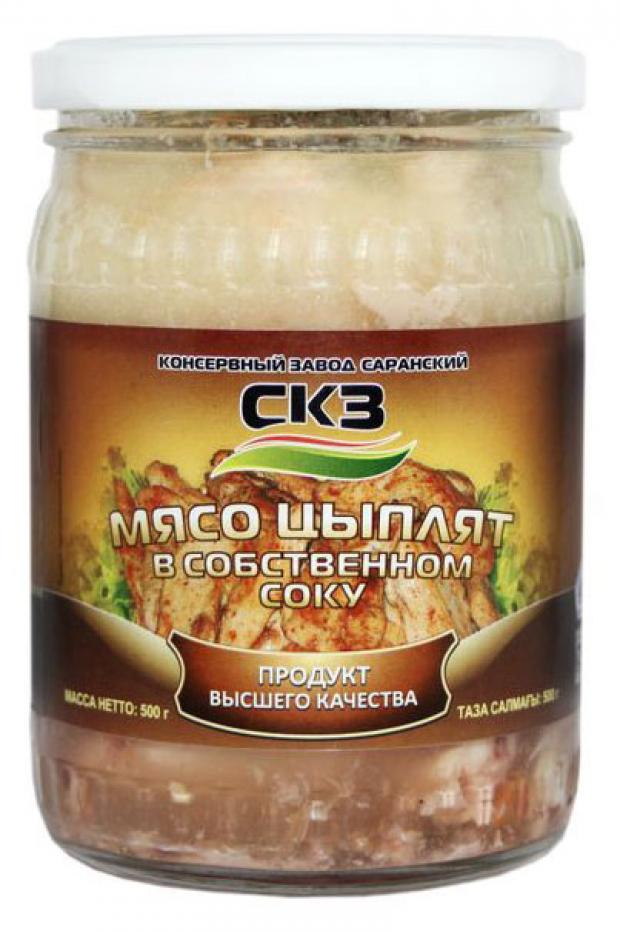 Мясо цыплят СКЗ в собственном соку, 500 г