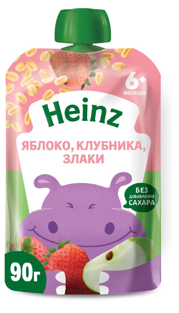 Пюре Heinz яблоко-клубника-злаки с 6 мес., 90 г