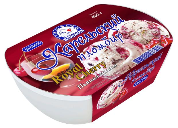 Мороженое пломбир Карельский пломбир пьяная вишня, 400 г
