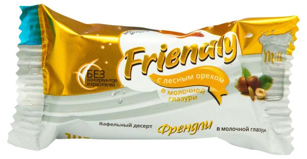Вафельный десерт Услада Friendly с лесным орехом глазированный в молочной глазури, вес