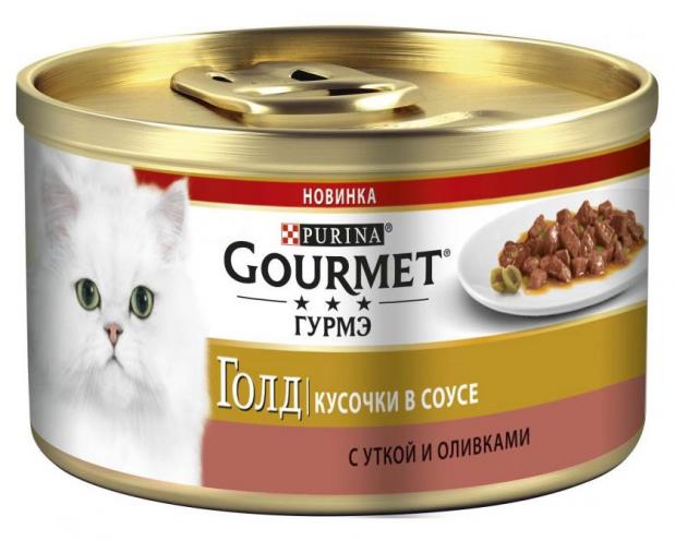 

Корм для кошек Gourmet Голд кусочки в соусе с уткой и оливками, 85 г