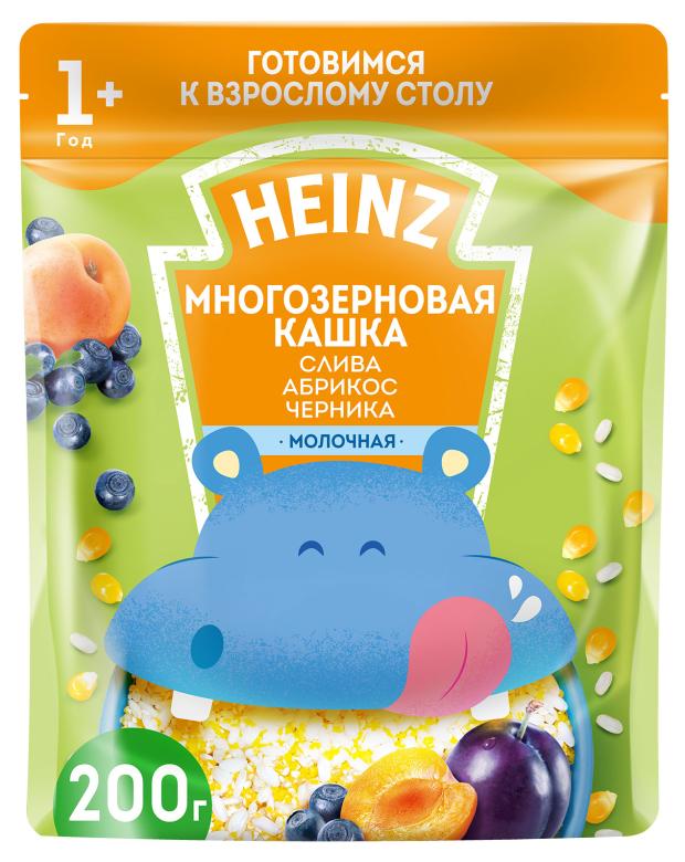 Кашка молочная Heinz Многозерновая слива-абрикос-черника с 12 мес., 200 г кашка молочная heinz рисовая с грушей с 4 мес 200 г