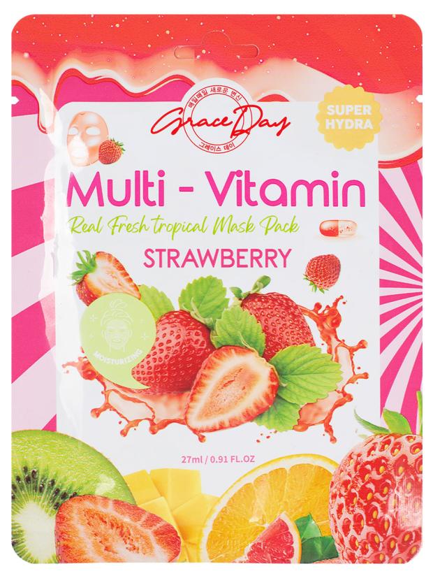 цена Маска для лица Grace Day Multi-Vitamin Strawberry Mask с экстрактом клубники, 27 мл