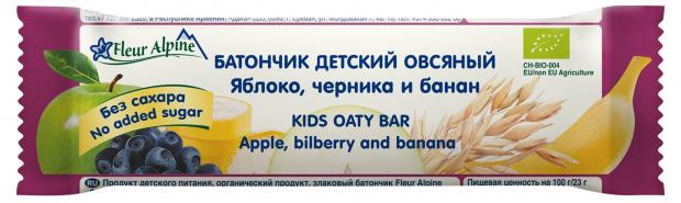 

Батончик детский овсяный Fleur Alpine яблоко, черника и банан, с 3 лет, 23 г