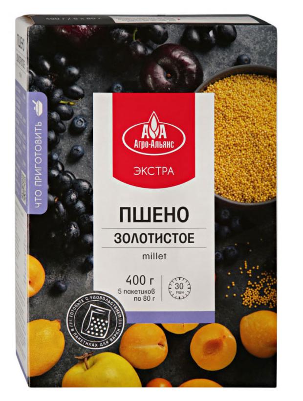 

Пшено Агро-Альянс золотистое в пакетиках для варки, 5x80 г