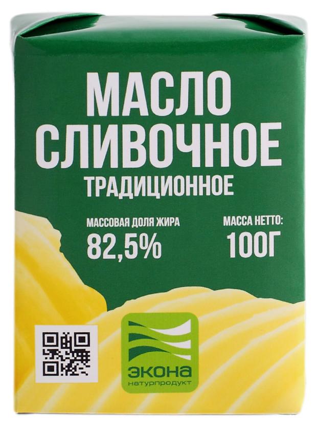 Масло сливочное Econa Традиционное 82,5% БЗМЖ, 100 г