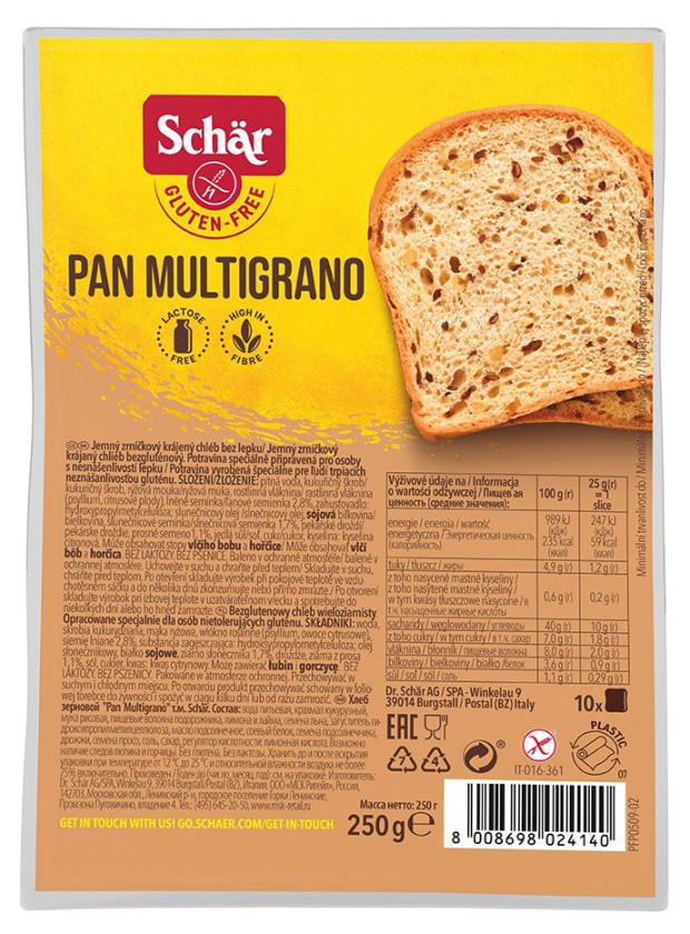 

Хлеб Dr.Schar Pan Multigrano Зерновой без глютена нарезка, 250 г