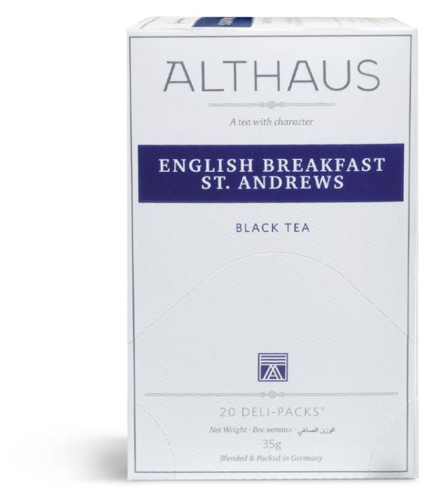 Чай чёрный Althaus English Breakfast St. Andrews в пакетиках, 20х1,75 г чай чёрный althaus english breakfast st andrews в пакетиках 20х1 75 г