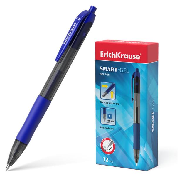 

Ручка гелевая автоматическая ErichKrause Smart-Gel Stick&Grip 0.5, синяя, 1 шт