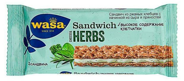 Хлебцы Wasa Sandwich ржаные сыр и пряные травы, 30 г