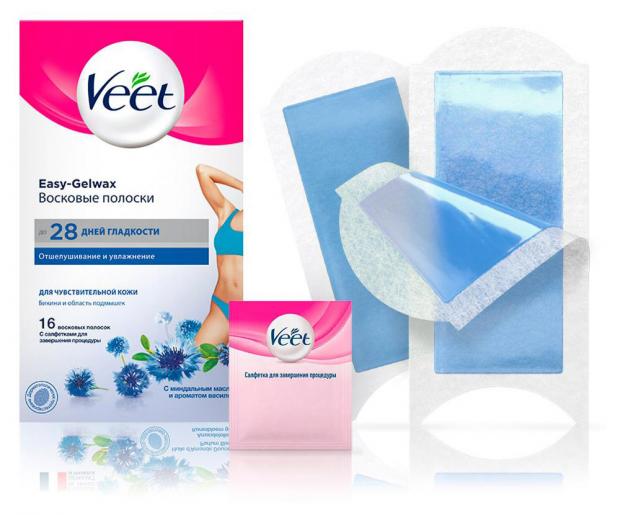 Восковые полоски для зоны бикини и области подмышек Veet, 16 шт цена и фото