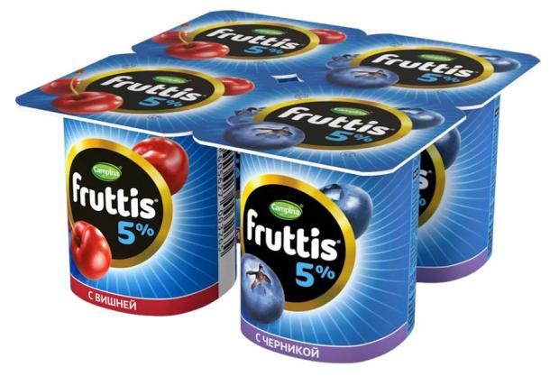 Йогуртный продукт Campina Fruttis вишня-черника 5%,115 г