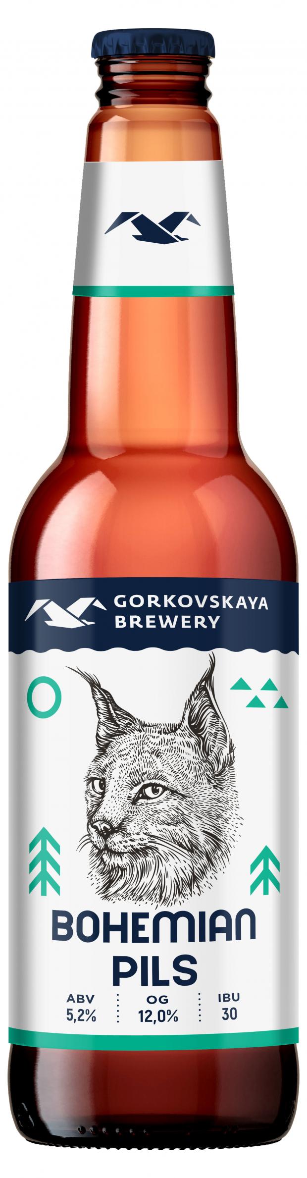 Пиво Gorkovskaya Brewery Bohemian Pils светлое нефильтрованное 5,2%, 440 мл