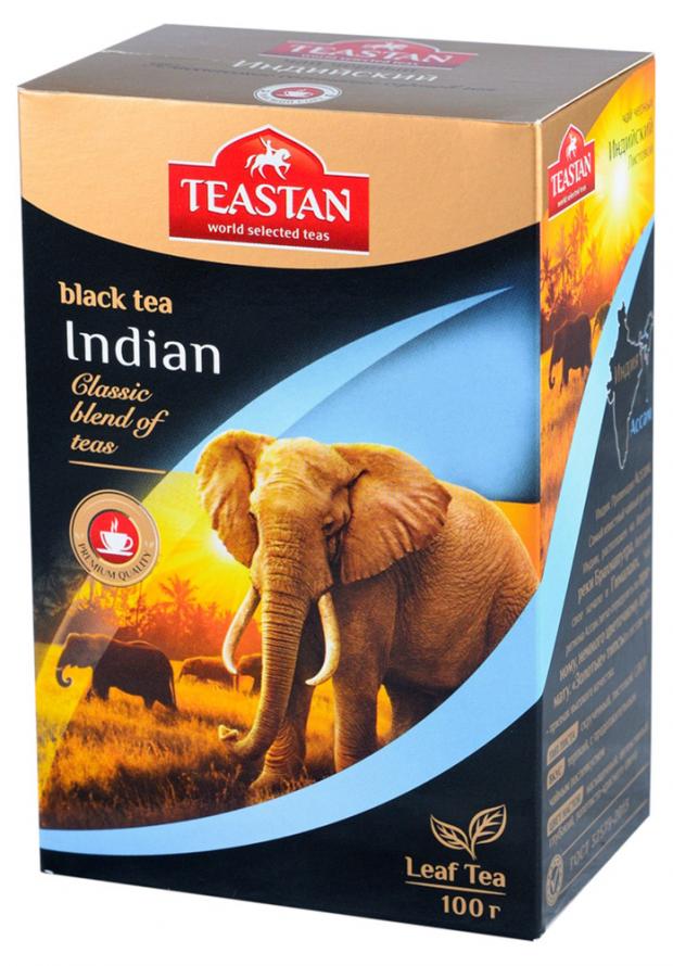Чай черный TEASTAN Индийский Синий лист листовой, 100 г
