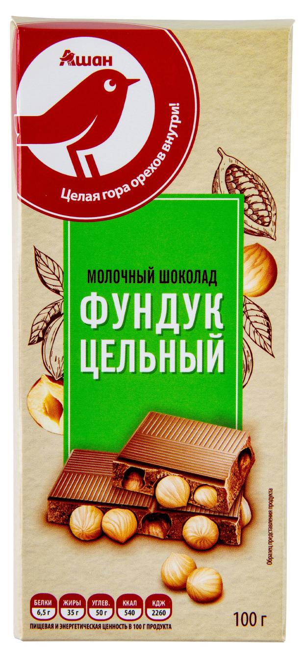 

Шоколад АШАН Красная птица молочный с цельным фундуком, 100 г