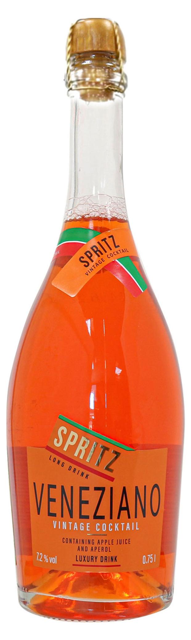Коктейль Spritz Veneziano апельсин травяной ликер 7,2%, 0,75 л