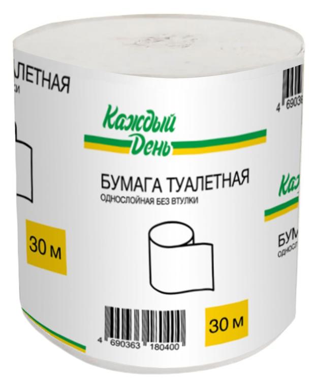 

Туалетная бумага Каждый день однослойная без втулки, 30 м