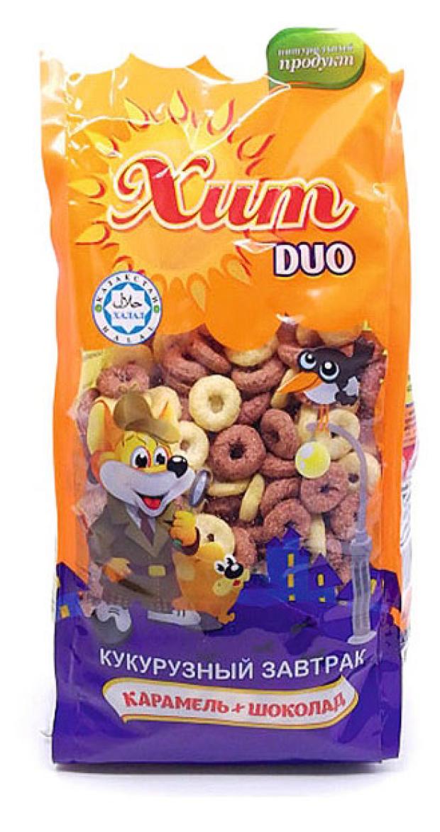 Готовый завтрак Хит Duo Колечки кукурузные карамель шоколад, 200 г