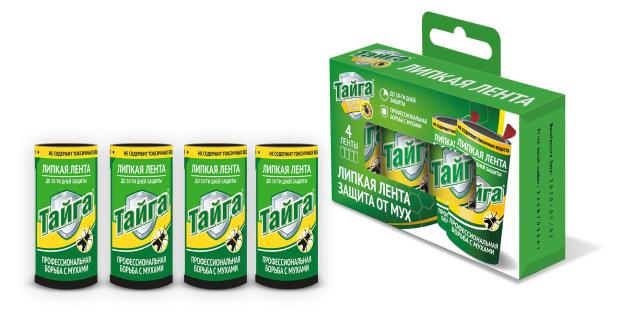 

Лента липкая от мух Тайга, 4 шт