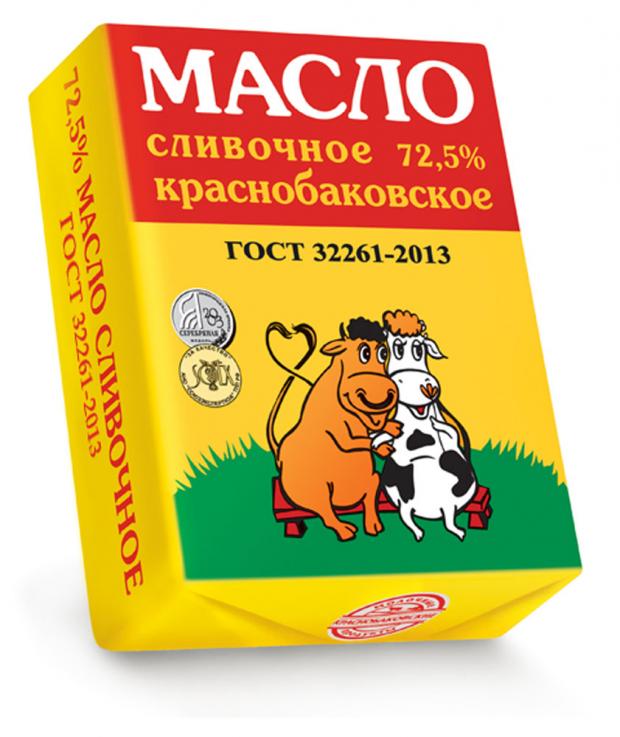Масло сливочное Краснобаковское 72,5% БЗМЖ, 175 г