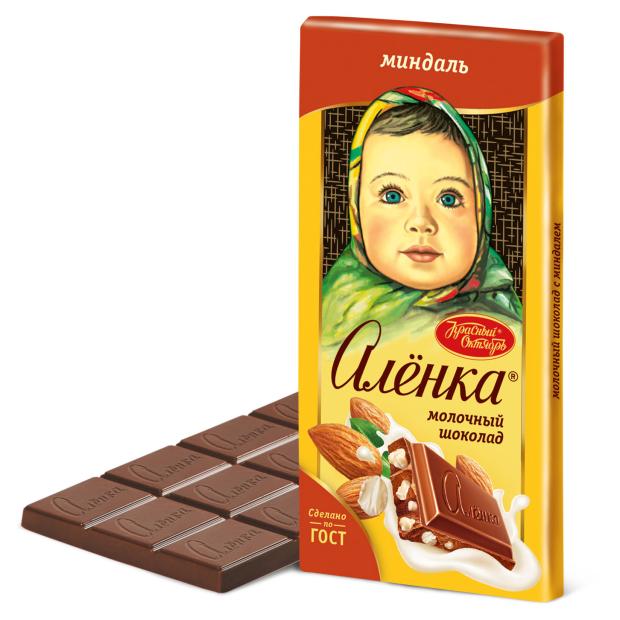 Шоколад молочный Аленка с миндалем, 90 г