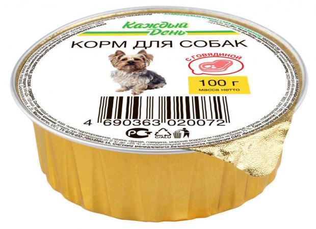 

Корм для собак «Каждый День» с говядиной, 100 г