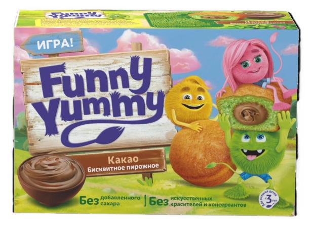 

Пирожное бисквитное Funny Yummy с начинкой из какао с 3-х лет, 100 г