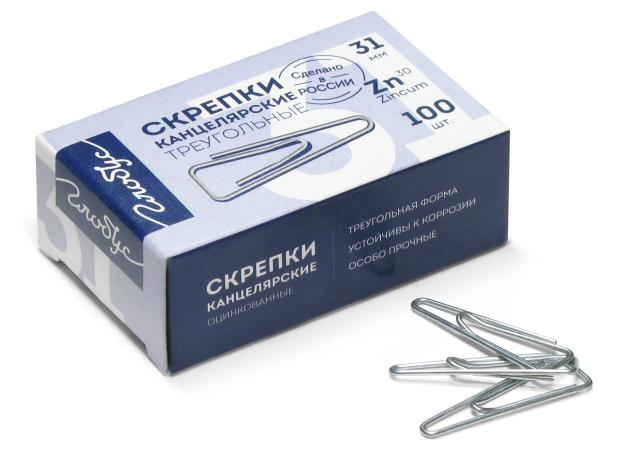 

Скрепки Глобус цинк 31 мм, 100 шт
