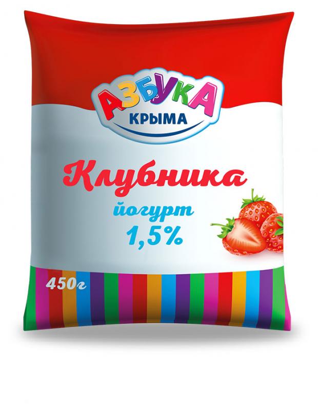 Йогурт Азбука Крыма клубника 1,5% БЗМЖ, 450 мл
