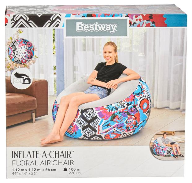 Кресло надувное BESTWAY Floral Air Chair, 112х112х66 см мягкие кресла bestway надувное кресло inflate a chair