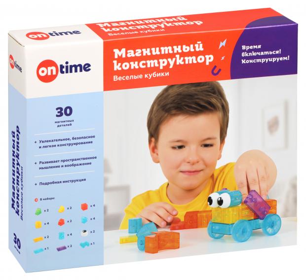 

Магнитный конструктор ON TIME Веселые кубики, 30 эл.