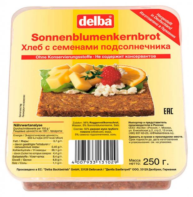 

Хлеб Delba с семенами подсолнечника, 250 г