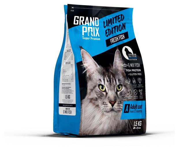 Корм для кошек Grand prix 6 видов рыб Limited Edition, 1,5 кг