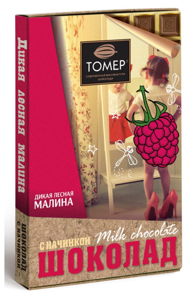 

Шоколад молочный Томер с дикой лесной малиной, 115 г
