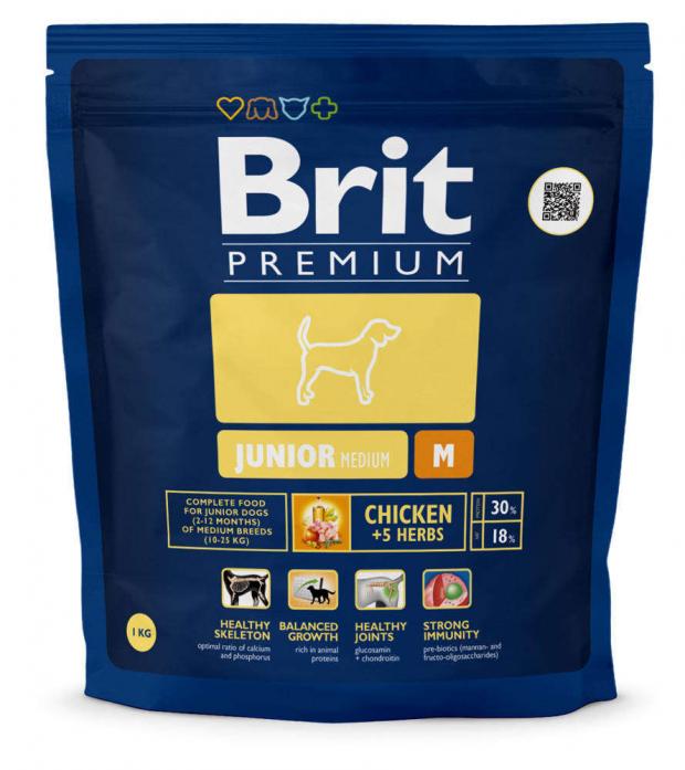 

Сухой корм для щенков и молодых собак Brit Premium Junior M курица, 1 кг