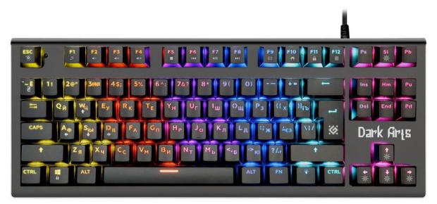 

Клавиатура проводная Defender Dark Arts GK-375 Rainbow черная, 87 клавиш