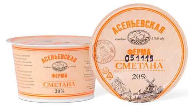 Сметана «Асеньевская ферма» 20%, 180 г