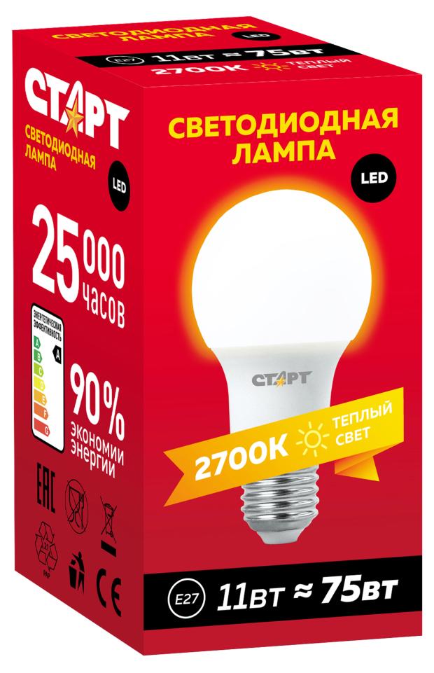 Лампа светодиодная Страт LED 11W-75 E27 теплый свет, 1 шт