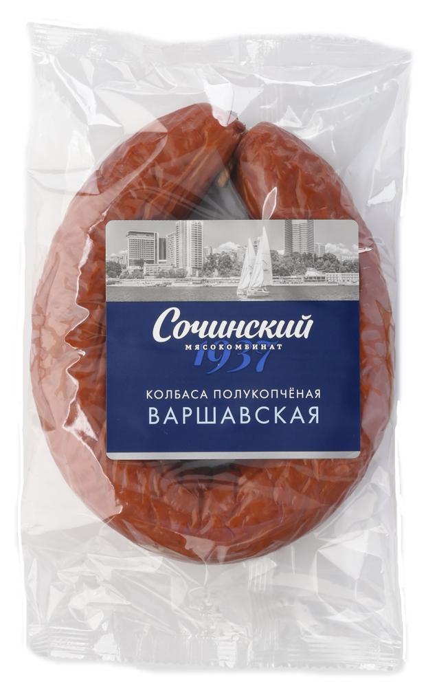 Колбаса полукопченая Сочинский мясокомбинат Варшавская (0,5-0,8 кг) , 1 упаковка ~ 0,6 кг