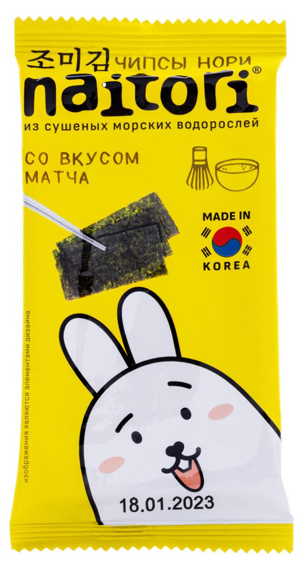 Чипсы Naitori нори из сушеных морских водорослей со Матча, 3 г