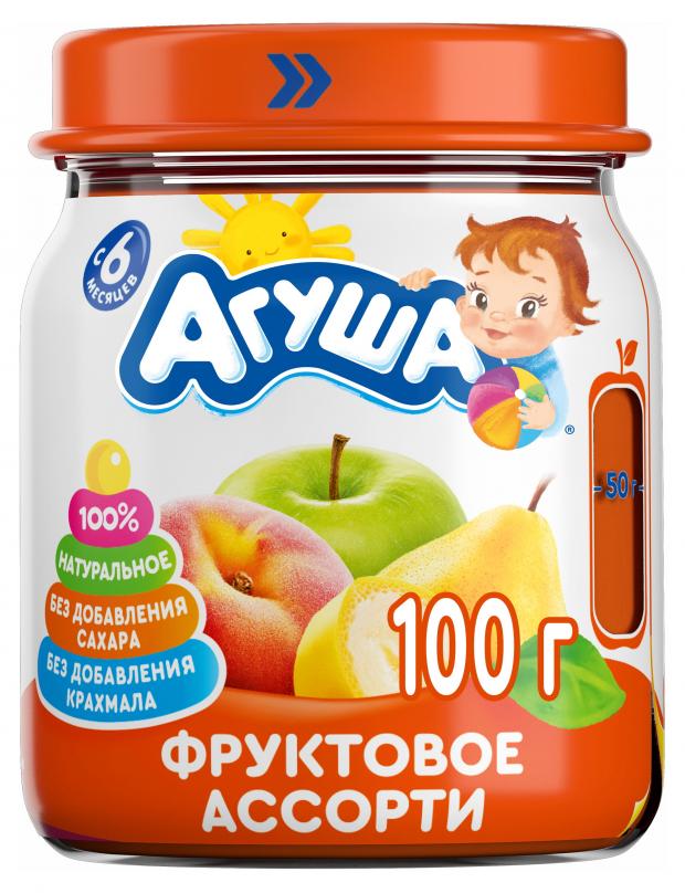 

Пюре фруктовое Агуша Яблоко-Груша-Банан-Персик с 6 мес., 100 г