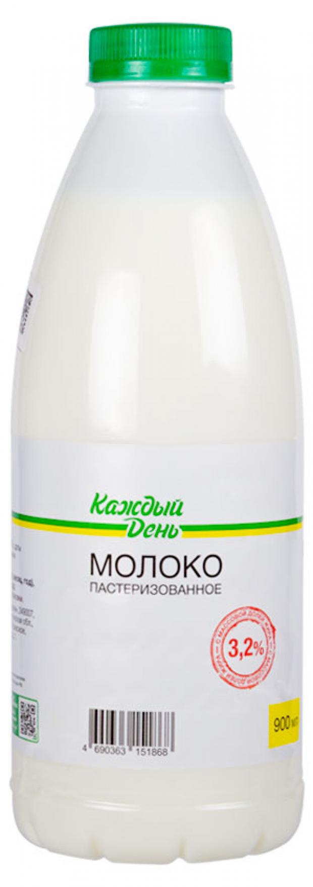 Молоко пастеризованное Каждый день питьевое 3,2% БЗМЖ, 0,9 л молоко каждый день пастеризованное цельное бзмж 900 мл