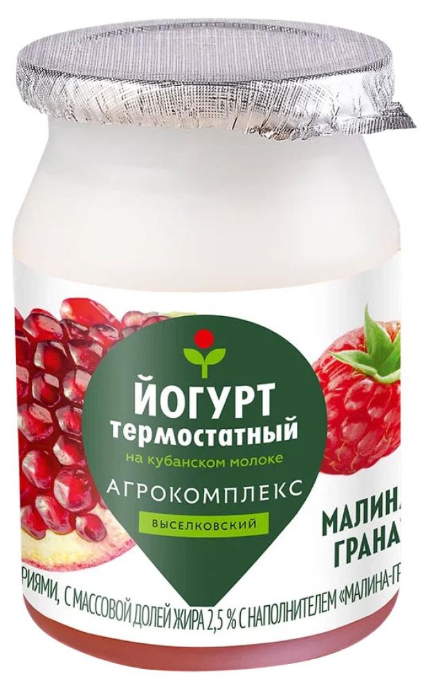 

Йогурт Агрокомплекс Выселковский Малина-гранат термостатный 2,5% БЗМЖ, 150 г