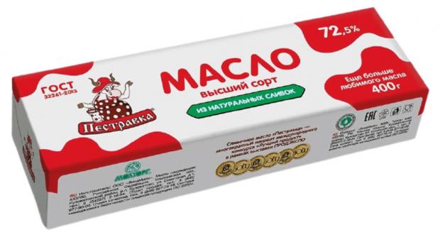 Масло сливочное Пестравка Крестьянское 72,5% БЗМЖ, 400 г