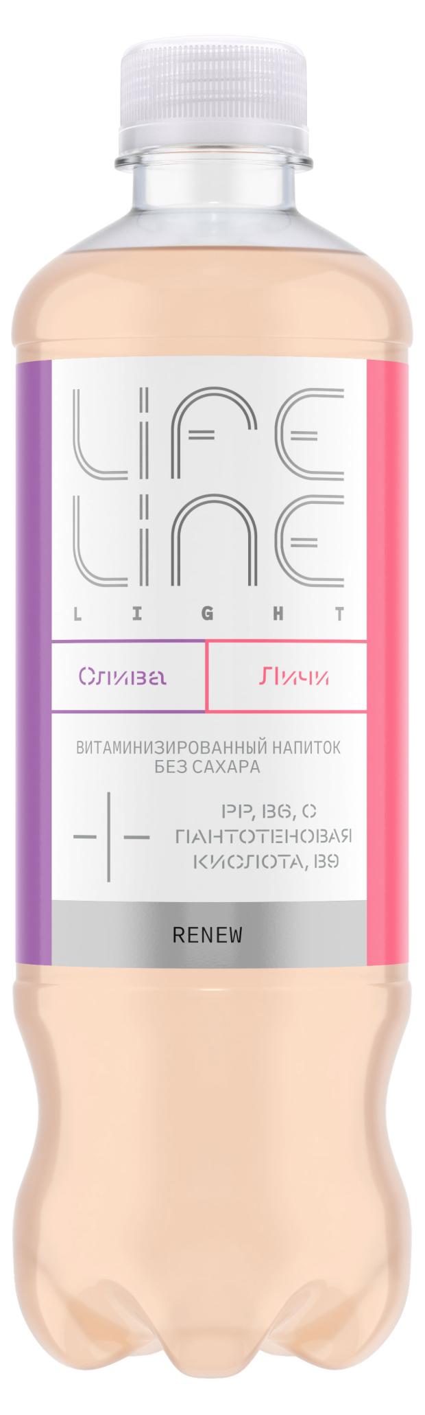 Напиток витаминизированный Lifeline негазированный Renew Light со вкусом Личи и Сливы, 500 мл