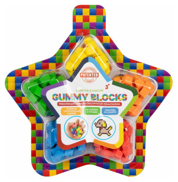 

Конструктор-пластилин Gummy Blocks многоразовый разноцветный мягкий, 5 цветов