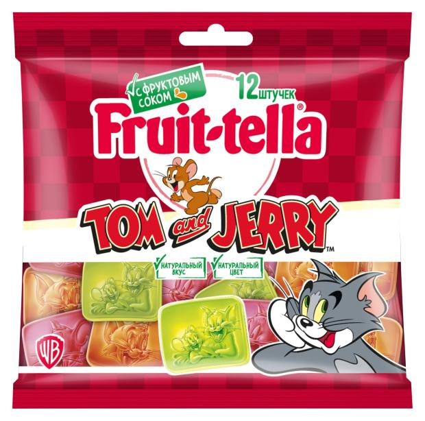 Мармелад жевательный Fruittella Tom&Jerry со вкусом яблока апельсина и клубники, 120 г