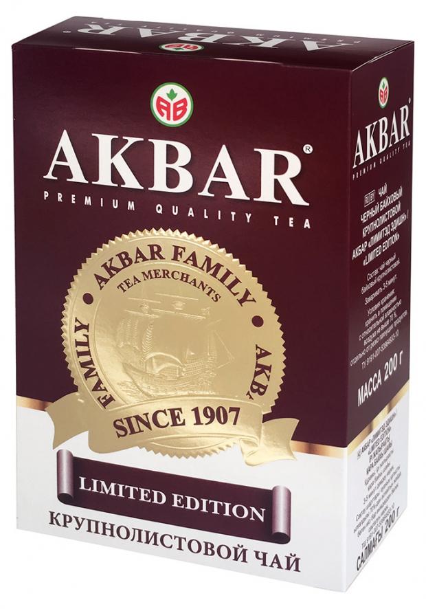 Чай черный AKBAR Limited Edition листовой, 200 г чай черный akbar ceylon листовой 100 г