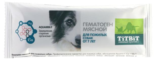 Лакомство для пожилых собак TiTBiT Гематоген мясной, 35 г